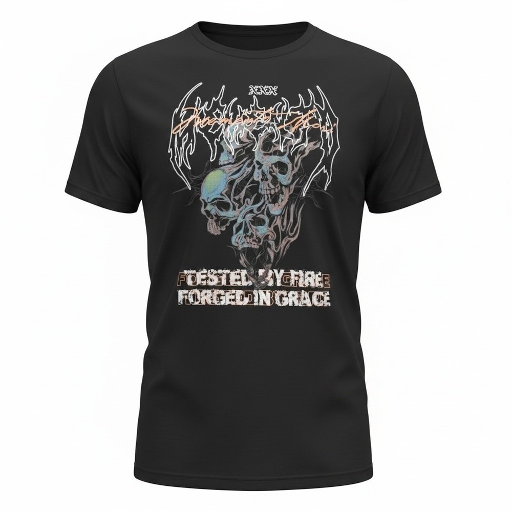 Mister Tee Mens Black‎ Forged In Grace Skull Graphic T-Shirt Size L 100% Cotton